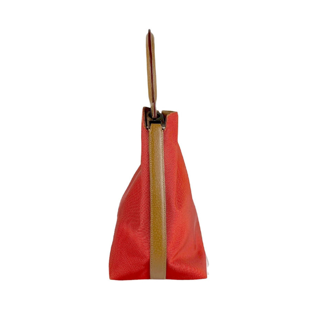 Salvatore Ferragamo leather canvas brown orange handbag Gancini Brown Orange